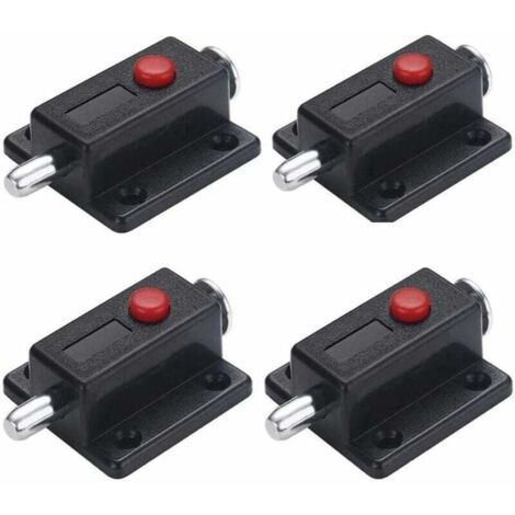 Lot de 4 verrous de porte automatique à ressort avec bouton à ressort Noir,GU.B/bon