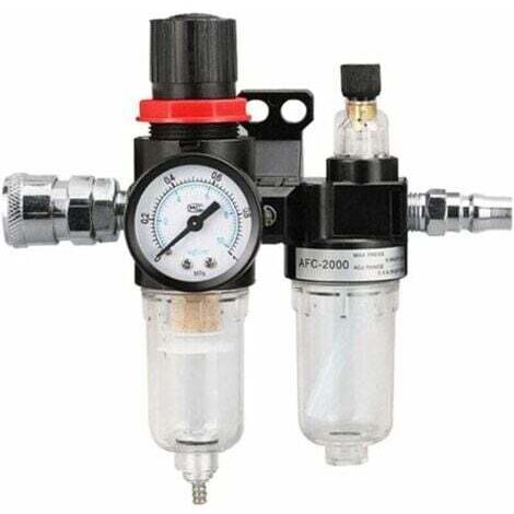 Filtre Régulateur pour Air Comprimé 1/4" Pression Piège À Humidité Huile Eau Lubrificateur Séparateur Réducteur Compresseur pneumatiques gaz Jauge Connecteur INHHUB