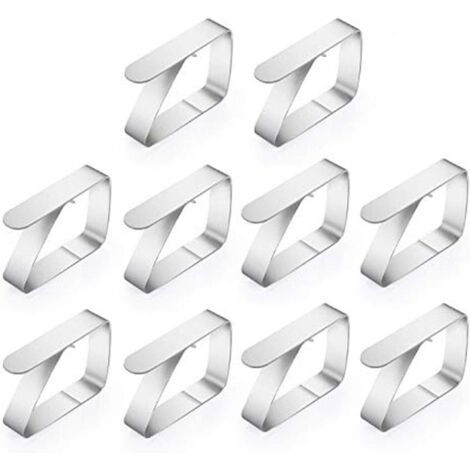 Lot de 10 pinces à nappes inox, accroche nappes gourmandes, pinces à nappes, pinces à nappes (1,5 mm) inox (dimensions : 6,5 x 1,5 x 5 cm) (1/5)