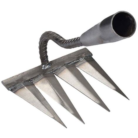 Râteau à tapis désherbage houe râteau outil agricole désherbage scarificateur artefact outils agricoles (4 dents) (1/5)