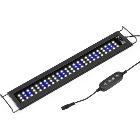 Rampe LED Aquarium avec Fonction Minuterie, Lumières Blanches et Bleues Réglables, Éclairage Aquarium Étanche 43-60 cm, 11 W, 760 LM 43-60 cm