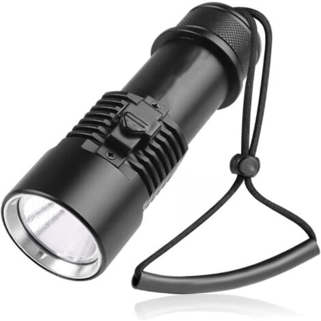 Lampe sous-marine, lampe de plongée XHP70 5000 lumens avec 3 modes d'éclairage, lumière sous-marine 200 pieds, plongée sous-marine IPX8 (noir) - (1/5)