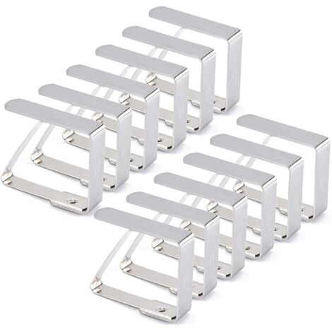 Pince Nappe Inoxydable, 12 Pièces Clips Anti-Glissant pour Nappe, Ajustables pour Cuisine, Bureau, Pique-Nique (1/5)