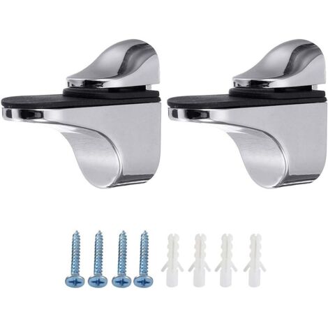 2 Pièces Étagère en Verre, Support Stable Chromé pour Tablette, Compatible avec Planchers jusqu'à 15 mm d'Épaisseur (1/4)