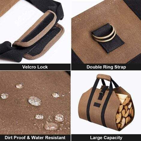 Bois De Chauffage Sac De Transport Pour , Toile Sac à Bûche Cheminée Pliable Sac Transport Buches Résistant à Eau Avec Poignées Solide Pour Poêles à Bois Bûches Camping Accessoires, 98x46cm Poignées