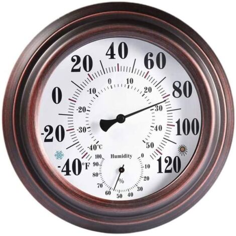 20cm Thermomètre Rétro Hygromètre, Fer Antique Température et Humidité Shell Instrument de Mesure pour l'intérieur Extérieur