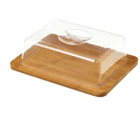 Petit Plateau Fromage Bambou Rectangulaire et Cloche Acrylique