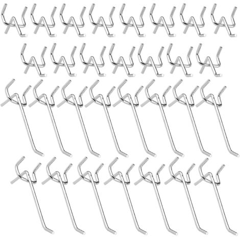 Crochets en Métal pour Panneaux Perforés, 30PCS, Crochets Muraux pour Magasin (10 cm et 5 cm) (1/4)