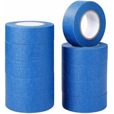 Ruban de masquage bleu ruban adhésif de peinture et de décoration pour étiquettes, peinture au pistolet, peintres, travaux manuels 10 rouleaux 24 mm × 20 m INHHUB (1/4)