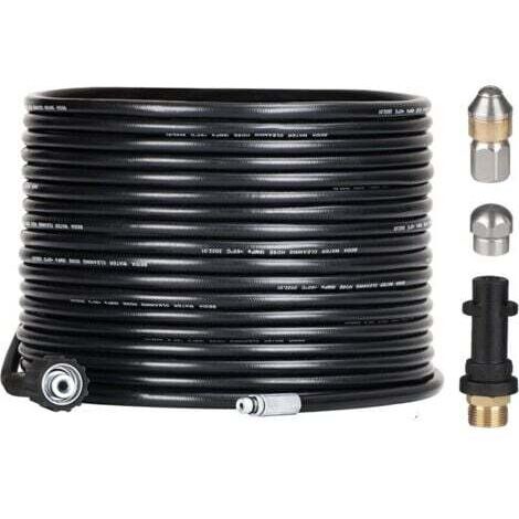 Kit de débouchage de tuyau de 15 m pour nettoyeurs haute pression Kärcher avec buse et buse pivotante, kit de furet professionnel 180 bars avec adaptateur pour accessoires Karcher K2/K3/K4/K5/K6/K7,AA (1/4)