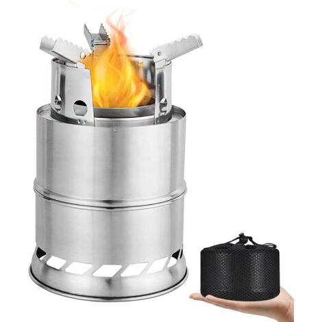 Poêle à bois pliable en acier inoxydable – Réchaud portable pour barbecue, randonnée et camping – Combustion efficace, sortie d'air optimisée (1/5)
