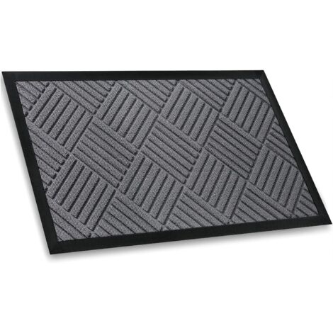 Tapis de Porte Antidérapant 45 x 75 cm, Gris, Paillasson Intérieur et Extérieur avec Support en Caoutchouc (1/5)