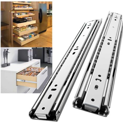 1 Paire Glissière de tiroir pour charges lourdes, capacité de charge jusqu'à 68 KG, extension complète à 3 volets, montage latéral Extension 45mm, 450 mm 18 inch (1/4)