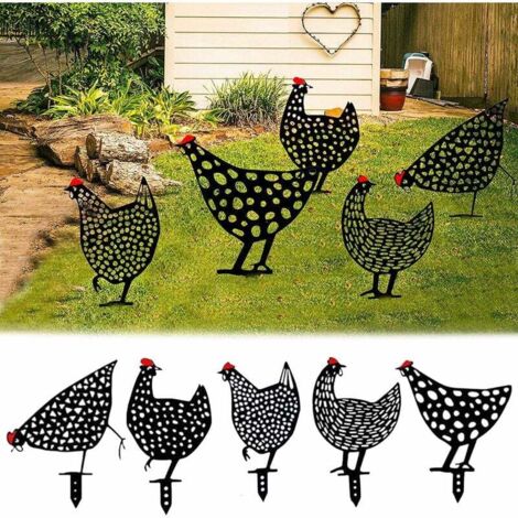 Poule Réaliste Art de Cour de Poulet Piquets de Jardin Décoratifs de Cour Poule en Métal Jardin