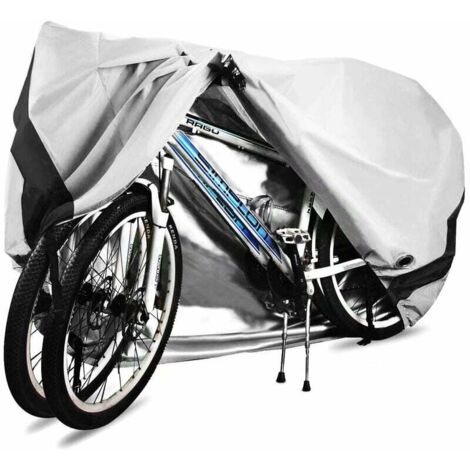Housse de vélo pour 1 vélos Tissu Oxford 210D imperméable Housse de protection de vélo extérieure respirante avec protection des œillets de verrouillage, pour VTT et vélos de course 29 pouces (argent) (1/5)