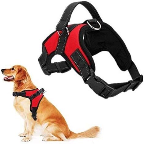 Harnais de Sport pour Gros Chiens, Gilet Réglable Souple avec Poignée Confortable, Rouge (1/4)