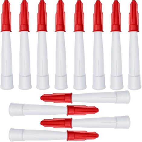 [JAMAIS UTILISÉ]lot de 12 Buse de Tube en Silicone Refermable Embout Applicateur de Buses pour Mastic Buses de Calfeutrage Blanches avec 12 Capsules de Calfeutrage Rouges Bouchons de Buse-INHHUB