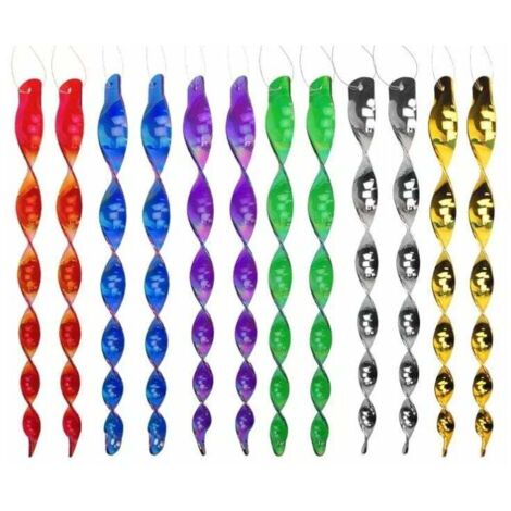Répulsif Oiseaux, 12 Pièces Épouvantail Spirale Réfléchissante pour Effrayer les Oiseaux, 6 Couleurs (30 cm)
