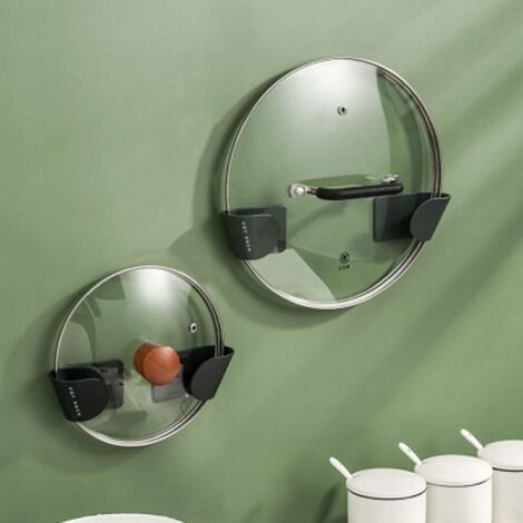 6 Paires de Supports Organisateurs de Couvercles de Casserole, Fixation Murale Sans Perforation (1/4)