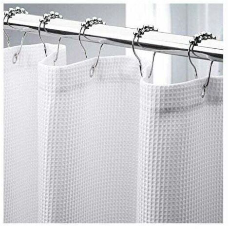 INHHUB Rideau de douche gaufré de 180 x 210 cm de long, rideau de douche en tissu résistant avec tissage gaufré, rideaux de douche de salle de bain de qualité hôtelière-INHHUB