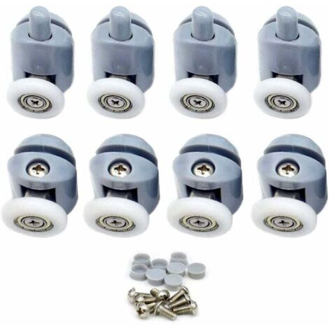 Roulettes pour Porte de Douche 8 pièces Galets de porte de douche Roulette Porte Coulissante Douche Roulettes Cabine de Douche pour Porte Douche Salle de Bain 23mm (1/5)