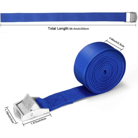 Jeu de 36 Sangles d'arrimage, Longueur 250 cm, avec Boucle de Serrage pour la Fixation avec des Sangles de Serrage pour Le Transport, Le Camping, l'arrimage de Charge (36