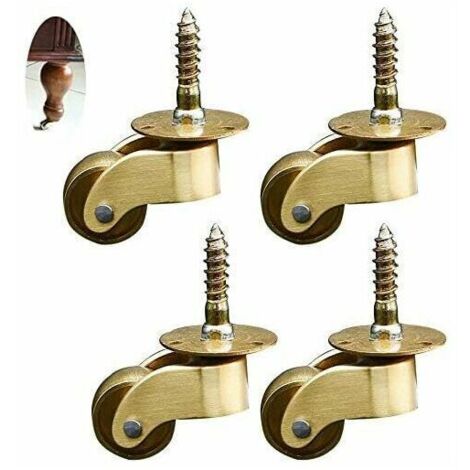 Dpzo – Roulettes pivotantes en laiton massif 4pcs – Rotation 360° – Résistance à l'usure – Fixation par vis pour meubles et équipements