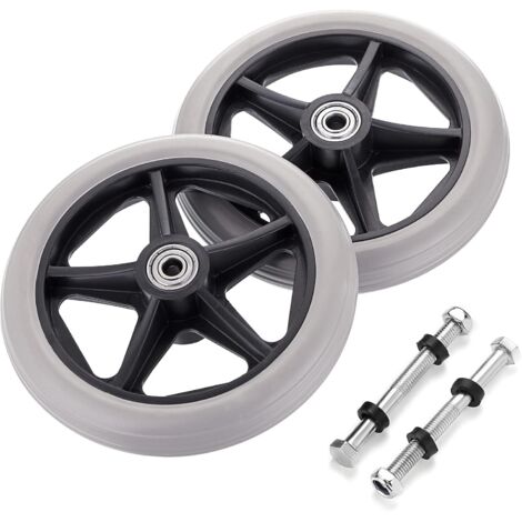Lot de 2 roues de rechange en caoutchouc de 15,2 cm pour fauteuil roulant, roues avant, déambulateur, roulettes de rechange antidérapantes, roues universelles, accessoires de roue de secours pour faut