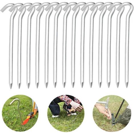 Piquets de camping, piquets de tente, piquets de tente, piquets de tente 14 pièces, piquets de tente en aluminium pour camping en plein air jardinage 18cm (1/5)
