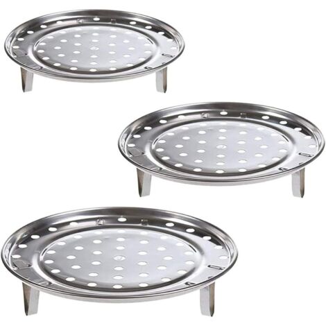 3 Pcs Support à Vapeur en Acier Inoxydable, Cuiseur à Vapeur Pliable avec Jambes Amovibles (1/4)