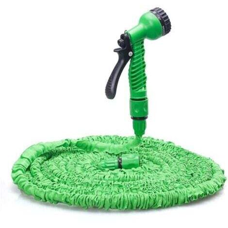 25FT Tuyau d'arrosage extensible - Tuyau d'eau flexible et léger, buse de pulvérisation à 7 fonctions, tuyau d'eau à noyau en latex triple couche et tissu extra résistant, tuyaux faciles à ranger (ver (1/4)