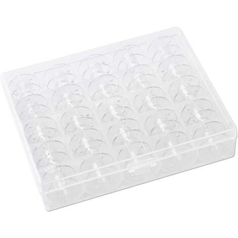 Lot de 50 bobines de machine à coudre (Φ20,4 x 11,4 mm) Bobines en plastique avec boîte de rangement (transparent) pour canettes Singer Janome Brother Elna - 2 boîtes