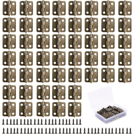 50pcs Mini Charni&egravere Bout en Laiton Antique Petites Charni&egraveres R&eacutetro Pliant Butt Bronze Charni&egraveres Vintage pour Bricolage Bo&icircte en Bois Coffre &agrave Bijoux Cabinet Mod&e (1/5)