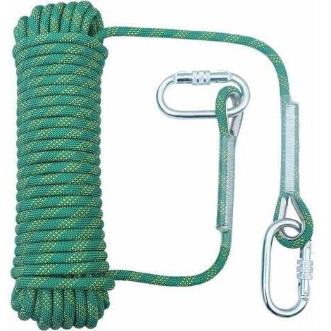 Corde d'escalade 10 mm - 32 pieds Corde de rappel haute résistance pour la randonnée, l'alpinisme, l'entraînement, le sauvetage, l'évacuation en cas d'incendie (1/4)