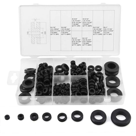 Kit d'œillets en caoutchouc de 180 pièces Anneau de fil d'œillet en caoutchouc Bong en caoutchouc Kit d'œillets en caoutchouc Œillet en caoutchouc Œillets en caoutchouc Joint électrique (1/5)