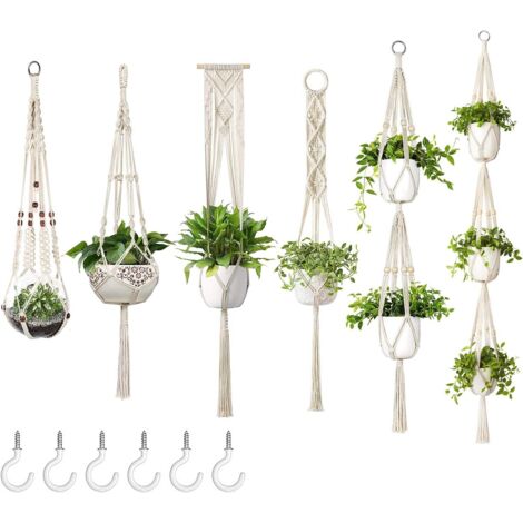 2 Pièces Cintres en Macramé pour Plantes,Suspension Plante Macramé,Suspension Plante Corde,105cm