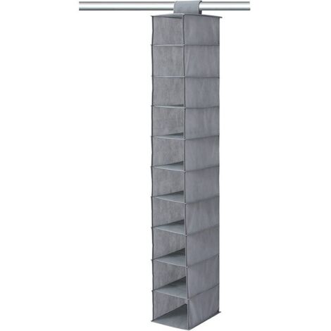 Étagère à chaussures design - rangement à chaussures suspendu avec 10 compartiments - étagère suspendue pour un rangement parfait des sacs à main, sacs ou chaussures 1203015cm gris (1/5)