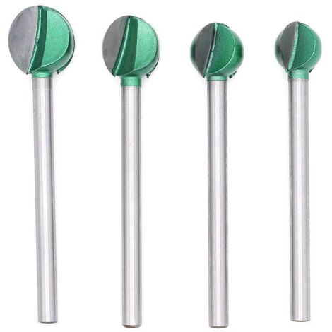 4Pcs Lames de Routeur en Acier Tungstène, Fraises à Fond Rond pour Défonceuse, 6mm Tige (1/4)