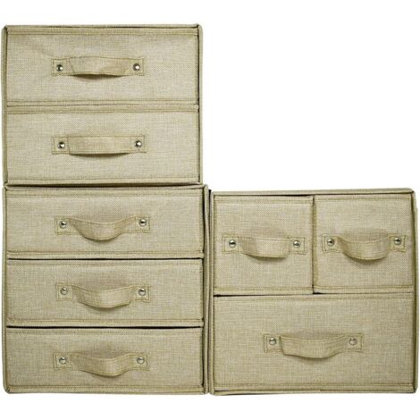 Boîte De Rangement Sous Lit ENUMAIL 60x30x15cm - Organiseur Vêtements Beige Avec Couvercle