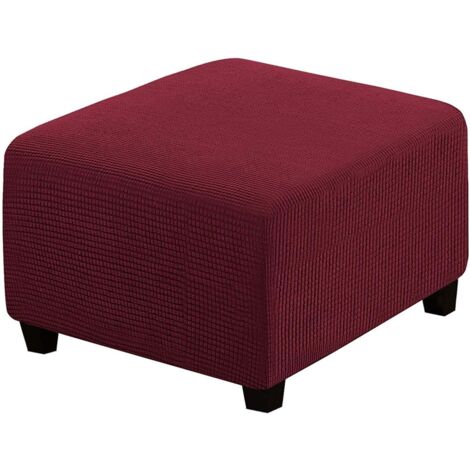 Housse de protection, repose-pieds élastique housse lavable carré canapé repose-pieds housse de protection de meubles (vin rouge) (1/5)