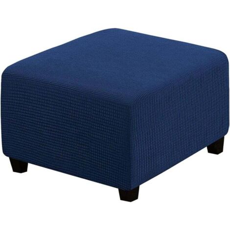 Housses extensibles, housses de tabouret carrées en tissu Spandex Housses de repose-pieds avec fond élastique pour meubles (bleu marine)