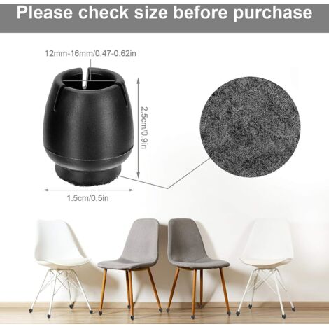 16 embouts de pieds de chaise carrés en silicone, élastiques