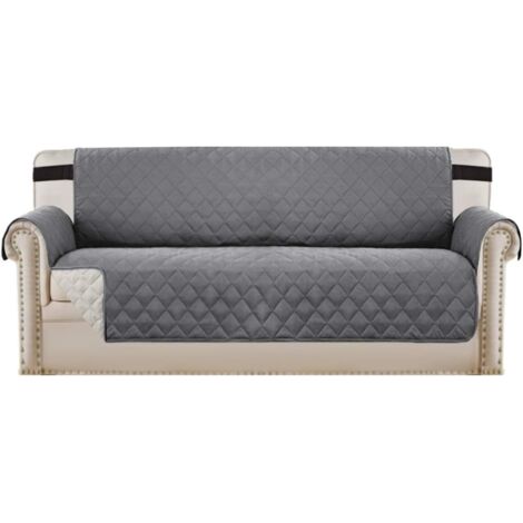 Housse de canapé pour chiens/chats/animaux de compagnie Housse de canapé matelassée avec sangle élastique antidérapante Housse de canapé résistante à l'eau Largeur du siège : 66", gris foncé (1/5)