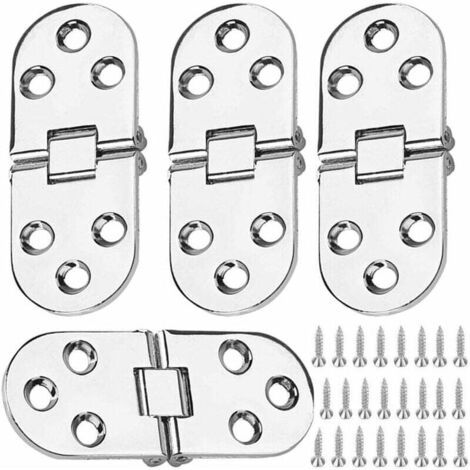 Charnière rabattable pliante 4 pièces, charnière rabattable pliante en alliage de zinc, pour meubles de porte d'armoire de table pliante, avec vis (argent) (1/5)