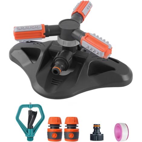 Arroseur de jardin, rotation automatique à 360 degrés, réglable, système d'irrigation ABS à 3 bras pour pelouses, jardins, plantes, potagers et aires de jeux pour enfants (1/5)