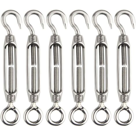Tendeur de fil , tendeur à crochet et œillet 304, ensemble de tendeurs réglables en acier inoxydable M4, robuste,(6 pièces) (1/5)
