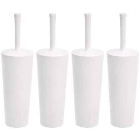 Ensemble brosse et support pour toilettes, manche antidérapant et poils robustes, lot de 4, blanc (1/5)