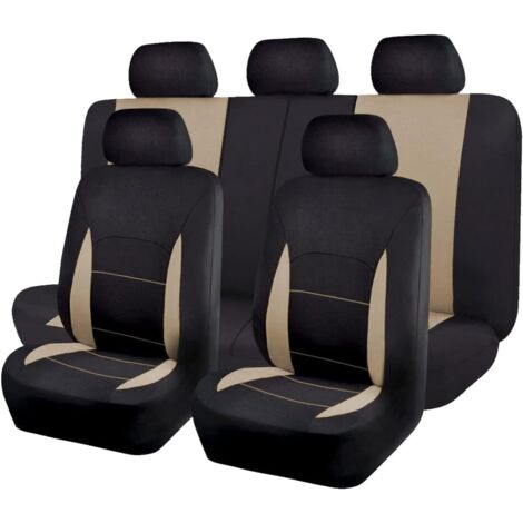 Housses de siège de Voiture pour , Housse Siege Voiture Avant et arrière Voiture Ensembles de Housses Siège Protections Accessoires, (blanc cassé)