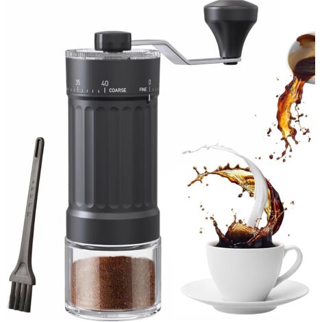 Moulin à café manuel externe réglable avec broyeur conique contemporain en céramique de haute précision et réglage à 40 niveaux, convient pour Aeropress, pour over et cafetières à moka. (1/5)