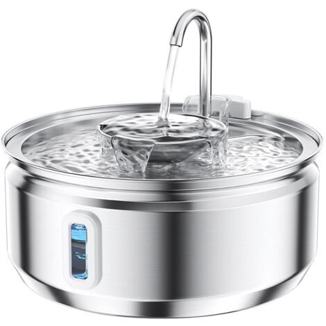 3,2 L Fontaine A Eau Chat En Acier Inoxydable Avec FenêTre De Visualisation Du Niveau D'Eau, En Forme De Robinet, Lavable Au Lave-Vaisselle, Pompe Silencieuse, Double Filtre (1/5)